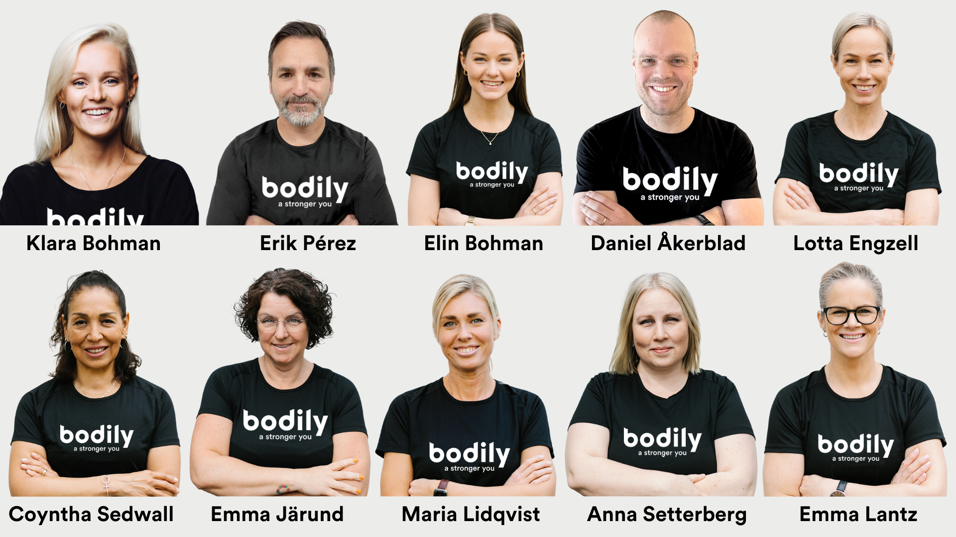 10 av Team Bodilys coacher; Klara, Erik, Elin, Daniel, Lotta, Coyntha, Emma, Maria, Anna, Emma