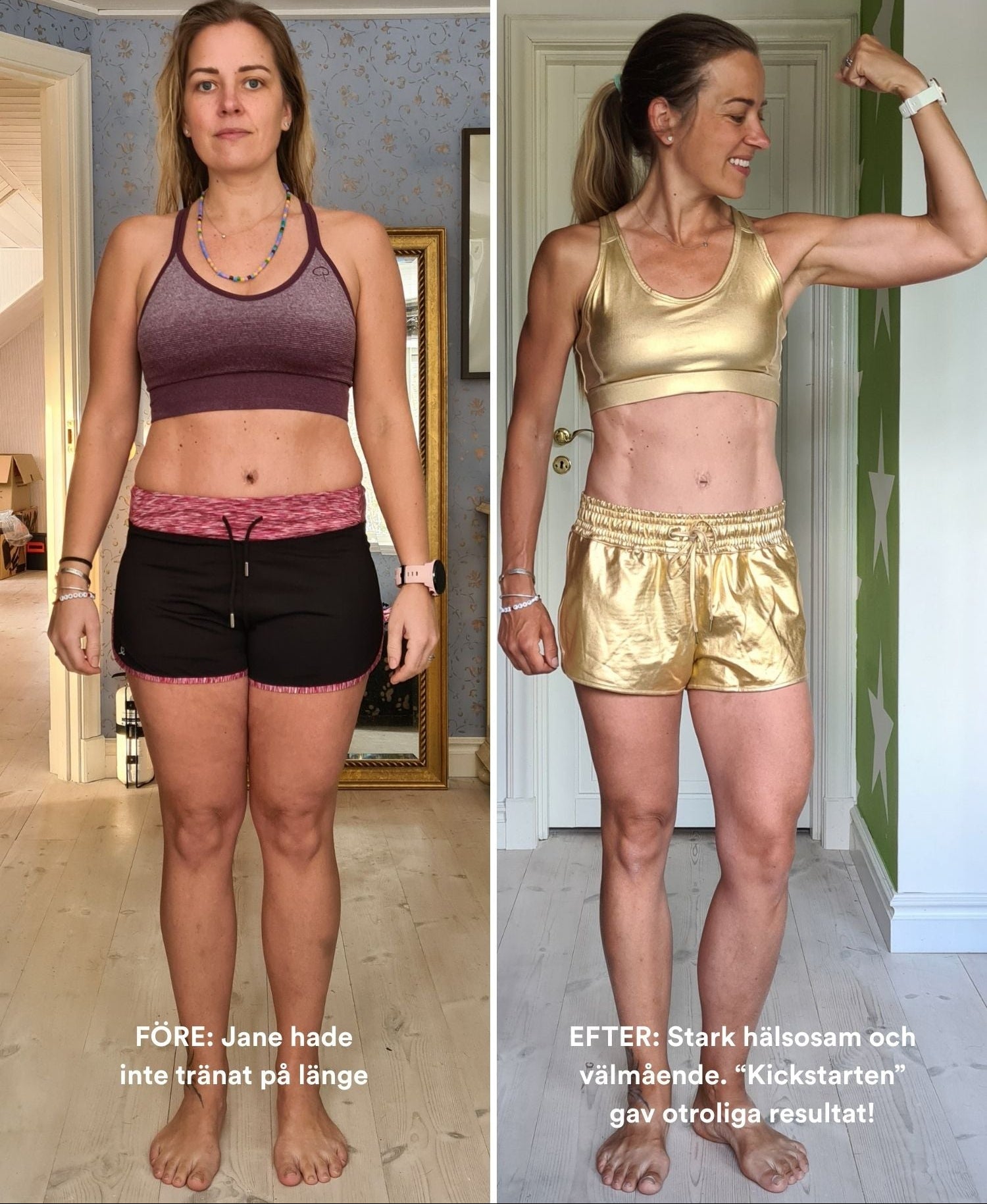 Jane Haglund före och efter tio veckor med Bodily-programmet
