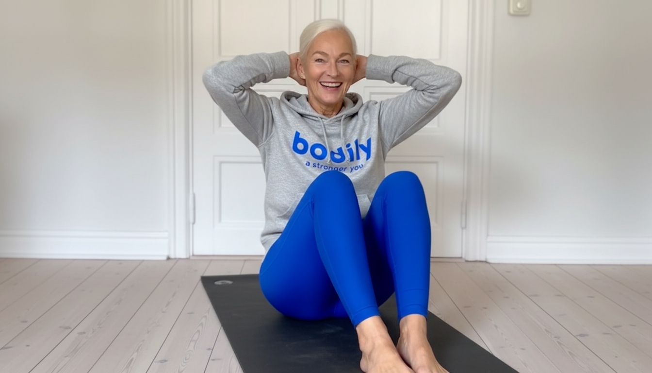 Karin tränar mage i Bodily Change kost- och träningsprogram online.