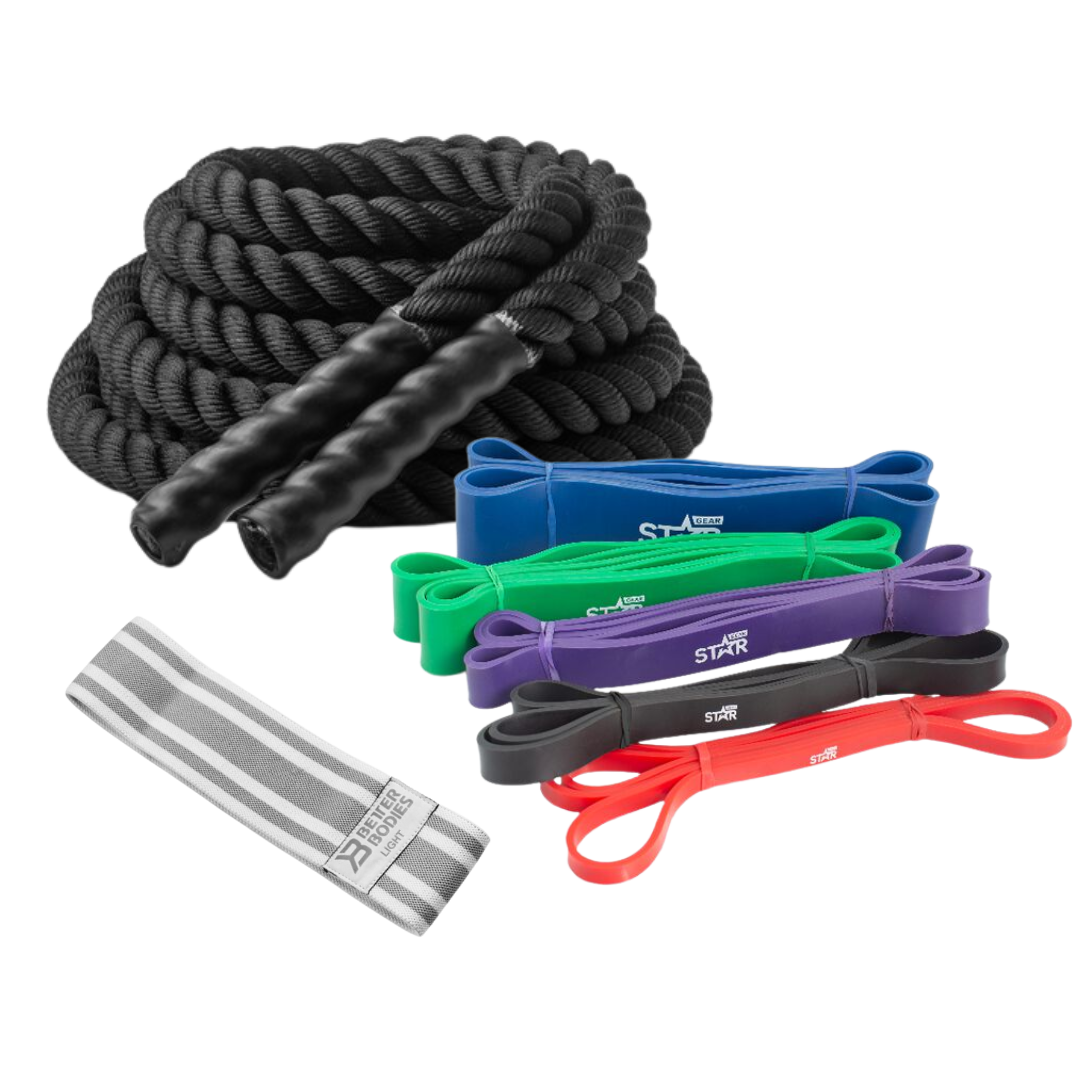 Bodily kost- och träningsprogrammet online BALANS ger träning för hela kroppen med battle rope och gummiband.