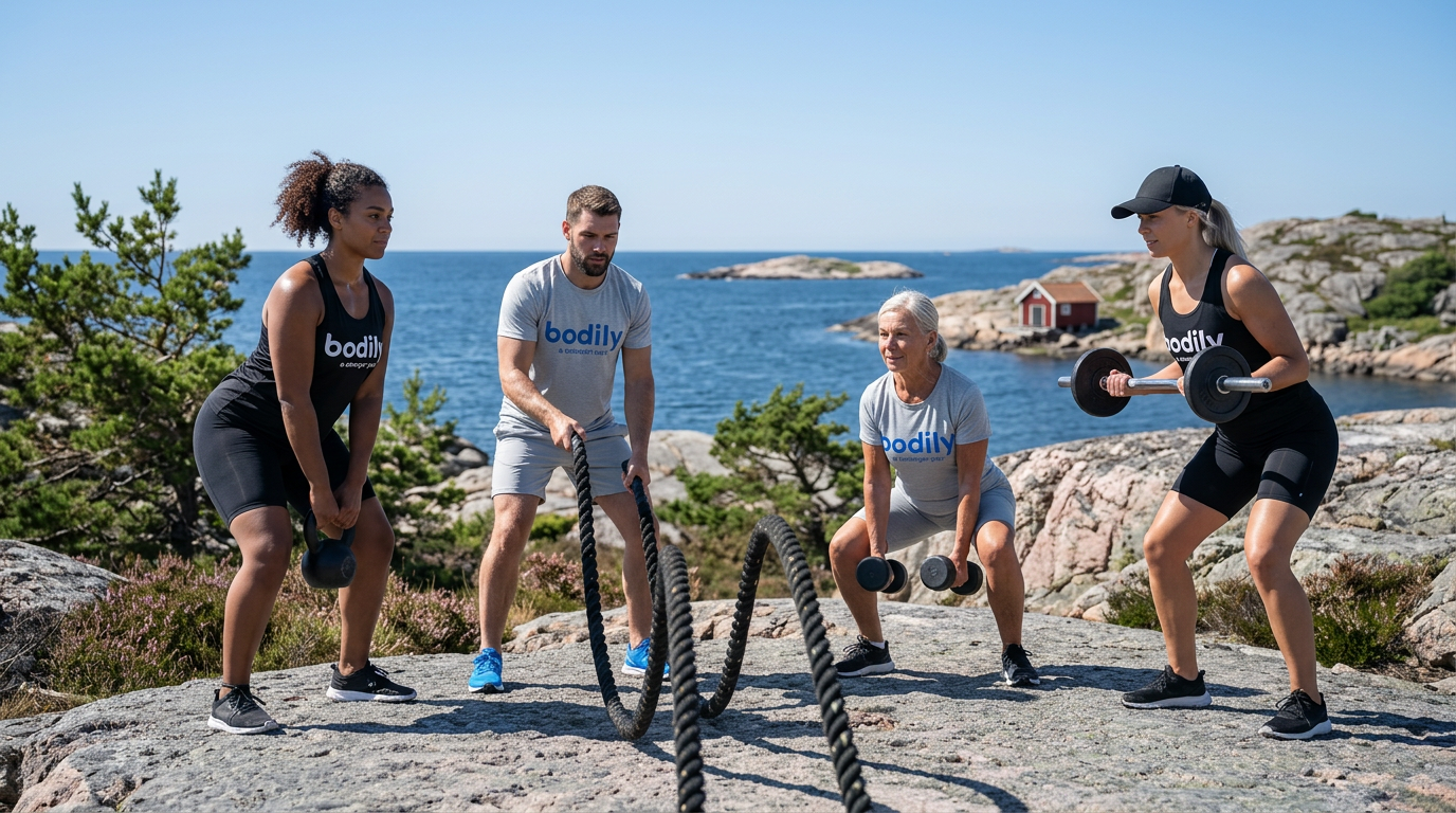 Bodily kost- och träningsprogrammet online KOMBO ger träning för hela kroppen med löpning, battle rope, vikter och gummiband. 