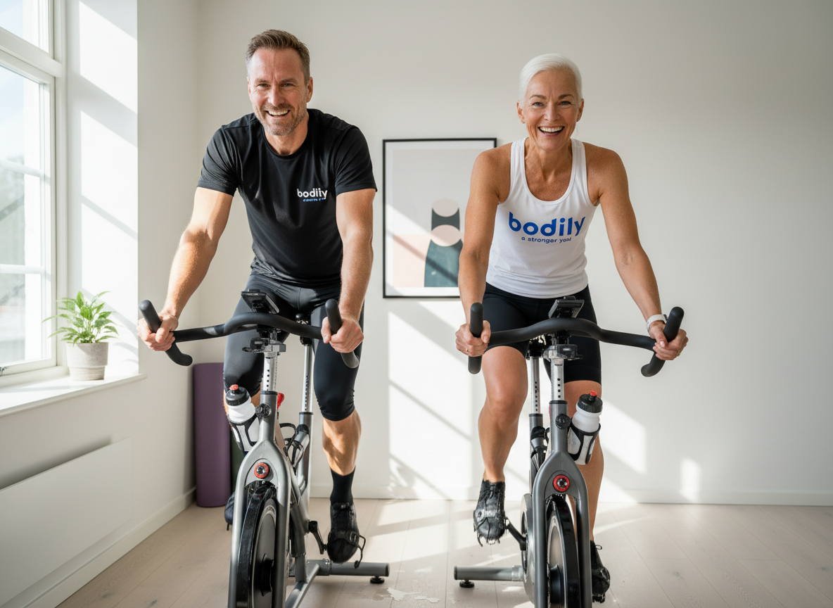 Bodily kost- och träningsprogrammet online KOMBO ger träning för hela kroppen med löpning eller cykel, battle rope, vikter och gummiband. 