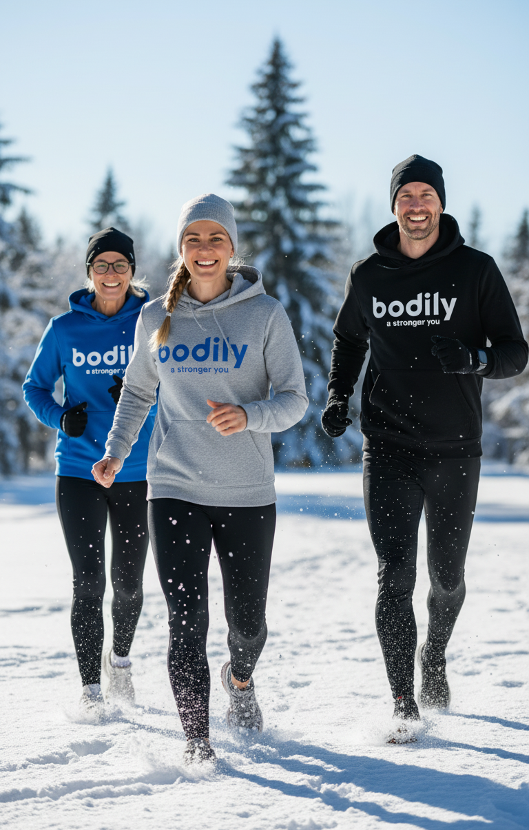 Karin löptränar med delar av teamet  för Bodily ost-och träningsprogram online.