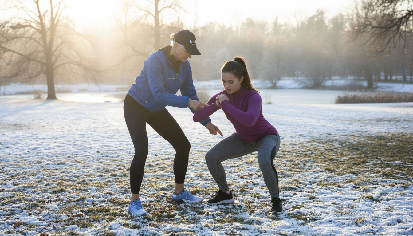 Coach i Bodily kost- och träningsprogram ger instruktioner till deltagare.