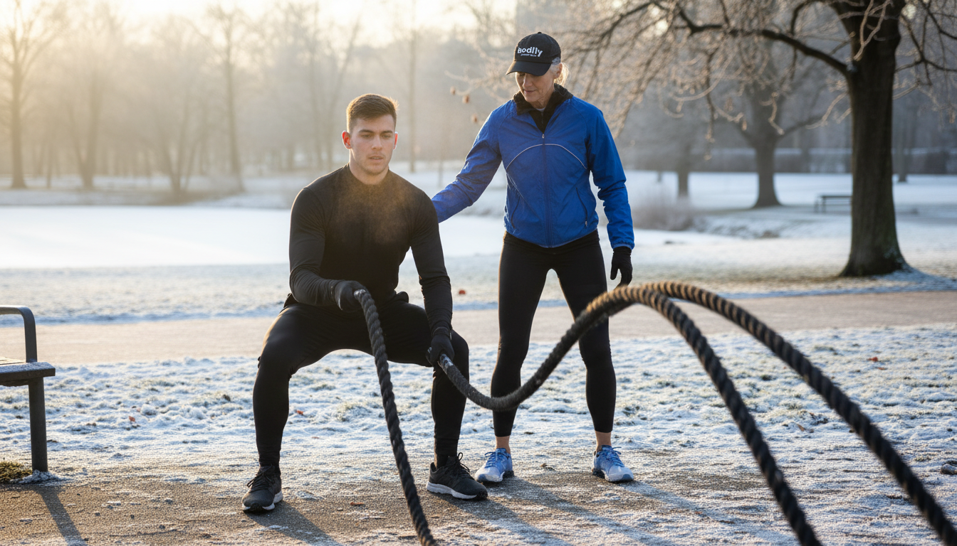 Bodily-coach peppar deltagare under pass i Bodilys kost- och träningsprogram online.