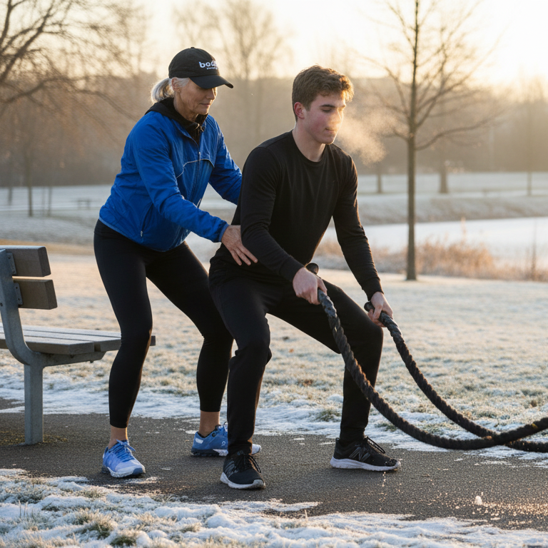Bodily-coach peppar deltagare under pass i Bodilys kost- och träningsprogram online. 