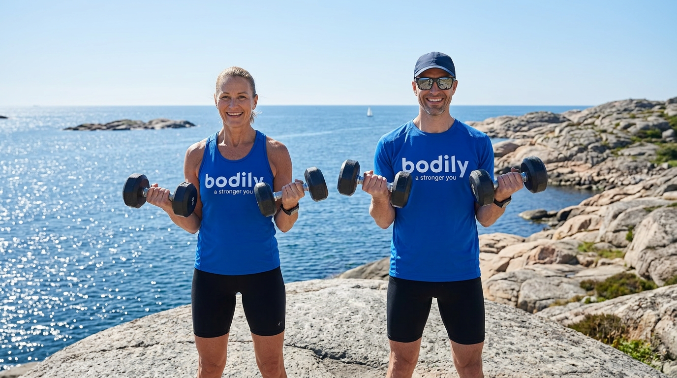 Bodily VIKTER 2 är styrkeprogrammet där du kan träna med vikter utomhus, hemma eller på gym.  
