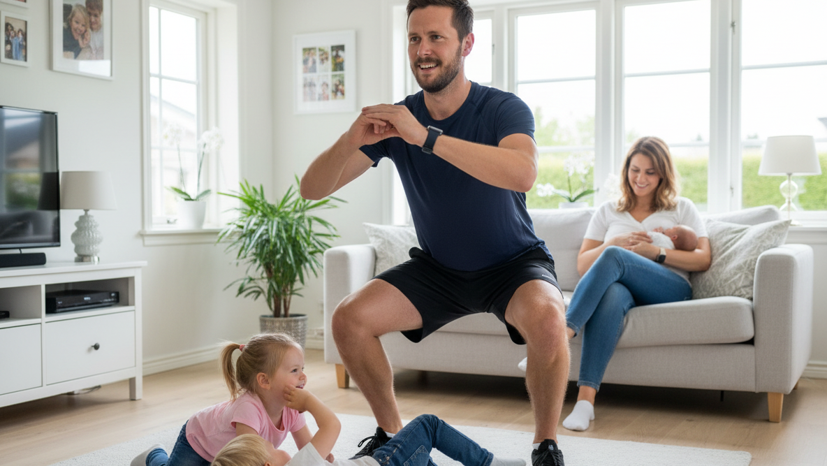 Effektiv träning tillsammans med barn – kettlebell, hemmaträning, promenader och lekparksstyrka